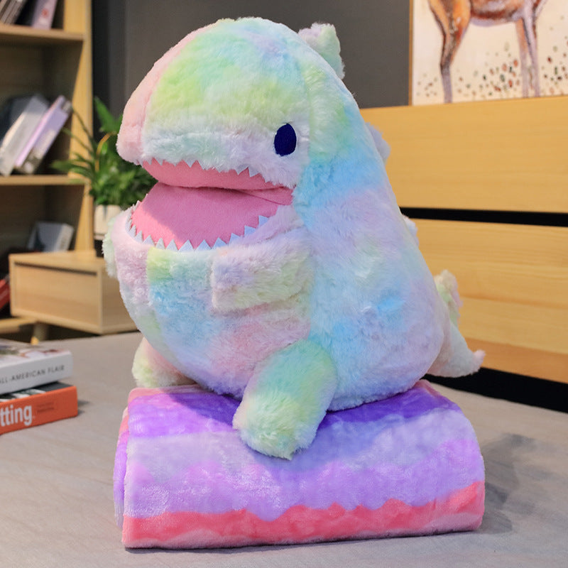 Rainbow Dinosaur Pillow Plush Toy — side view