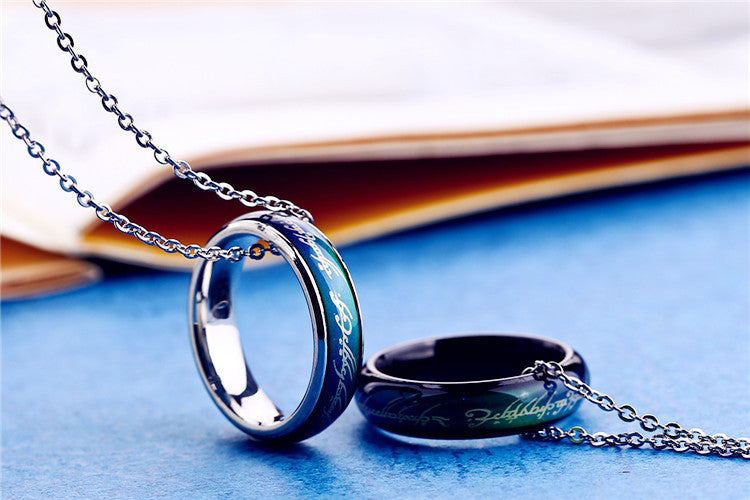 Color-Changing Couple Titanium Steel Ring — back view