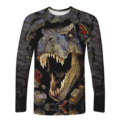 Anime Graphic T-Shirt 3-Pack — Loose Anime Tee, Moon Girl Tee & Dinosaur 3D Tee — side view