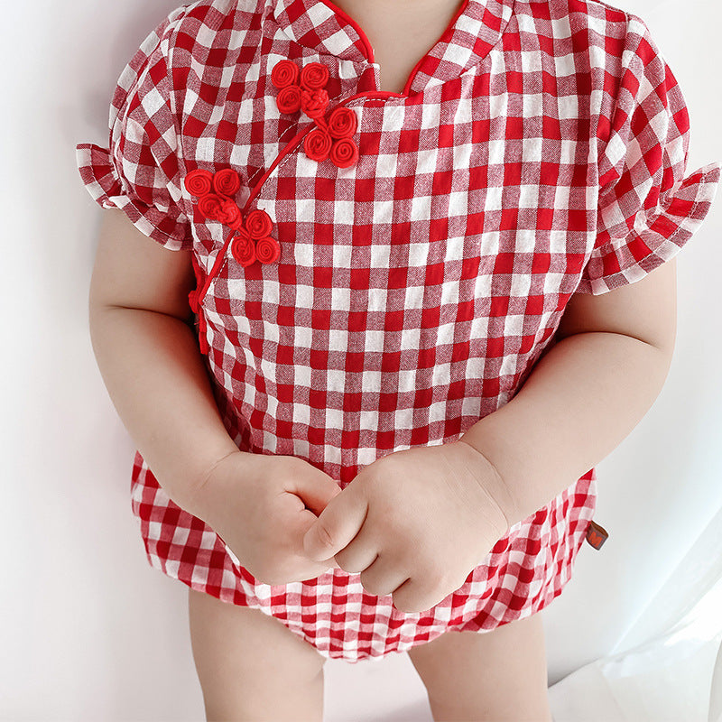 Baby Jumpsuit, Cheongsam, Ancient Costume, Chinese Clothing, National Version, Climbing Bag, Fart Clothing Set, — detail