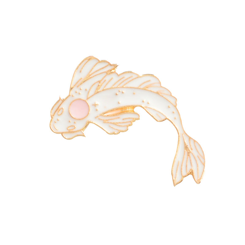 Japanese Style Enamel Pin Koi Squid Flag Brooch Backpack Clothing Lapel Pin Sushi Salmon Badge Cartoon Jewelry — side view