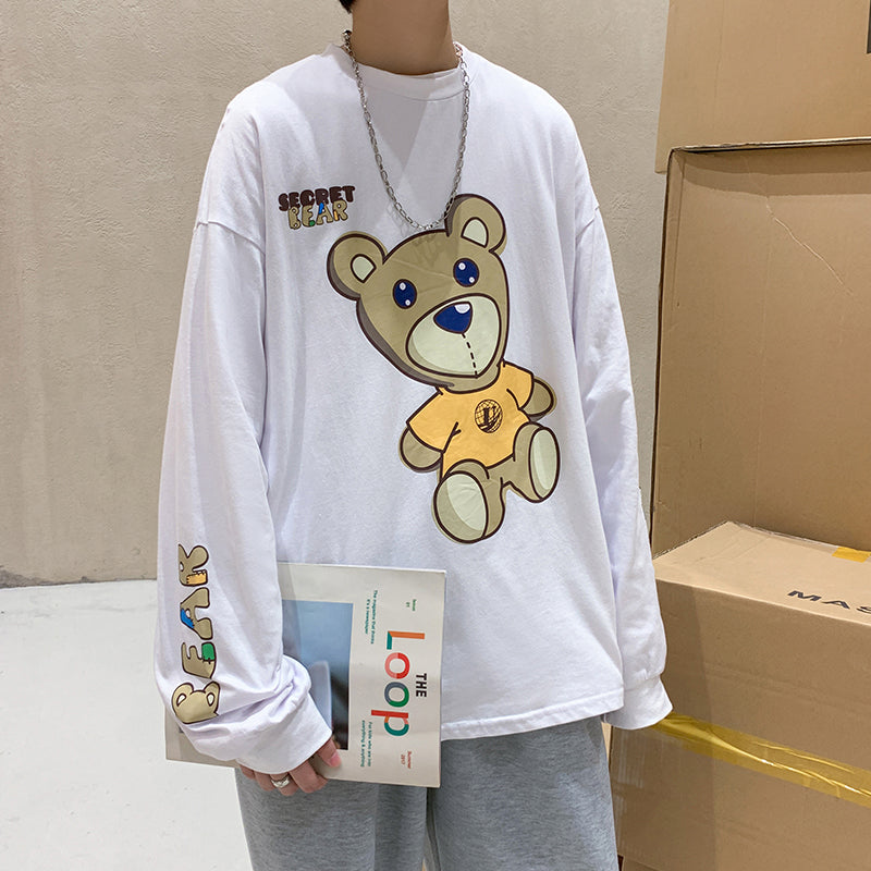 Men's Spring New Hong Kong Style Japanese Cartoon Anime Korean Trend Loose Student Couple Long Sleeve T-Shirt — packaging