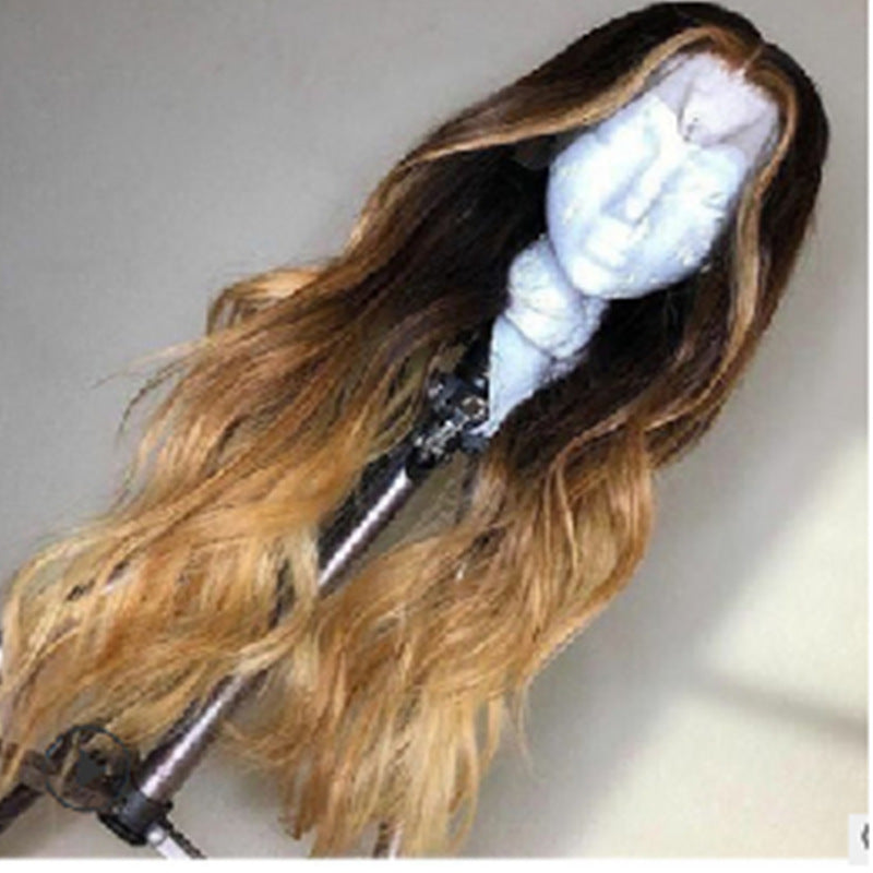 Bleaching And Dyeing Mid-length Curly Hair COSS Brown Gradient Anime Wig New Female Chemical Fiber Headgear — detail