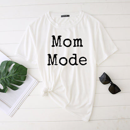 Mom Mode Top Women Kawaii Harajuku T-shirts Harajuku Aesthetic Clothes Women Short Sleeve Top Vintage Japanese — back view