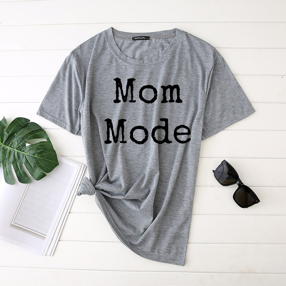 Mom Mode Top Women Kawaii Harajuku T-shirts Harajuku Aesthetic Clothes Women Short Sleeve Top Vintage Japanese — side view