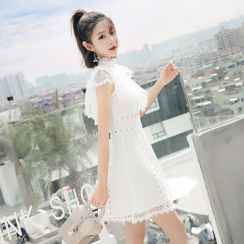 Princess Dress White Super Fairy Lace Fairy Dress — back view