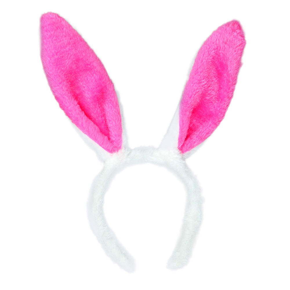 Plush Bunny Ears Headband Headdress — in use