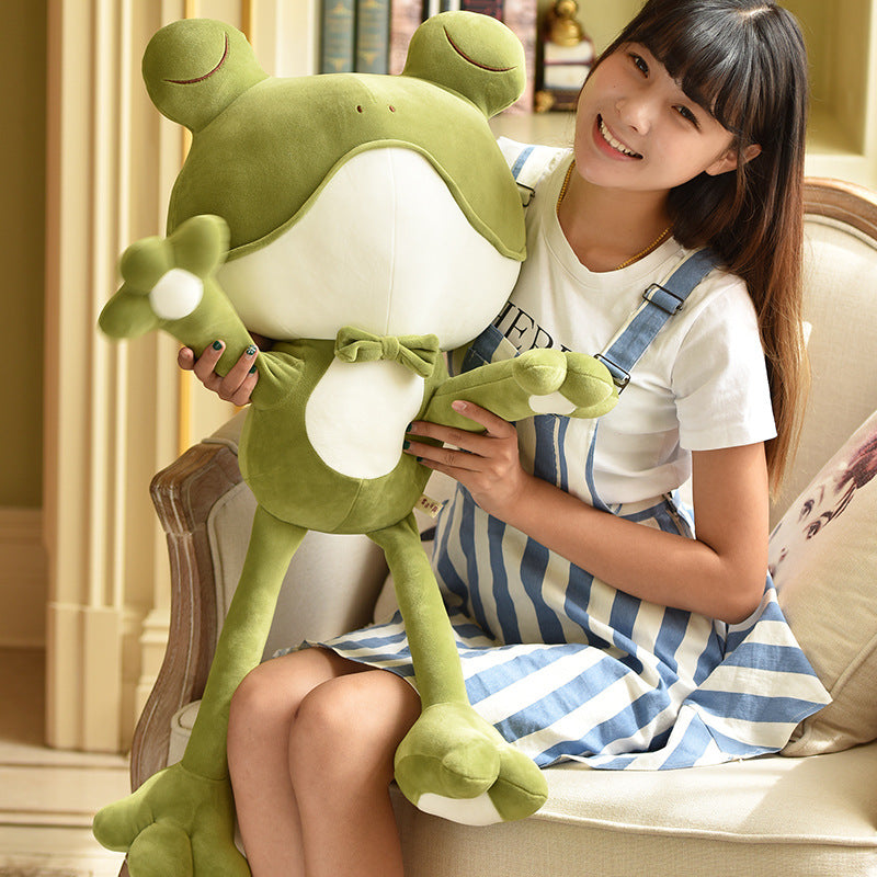 Soft Frog Plush Toy Doll Is Cute And Super Cute — side view