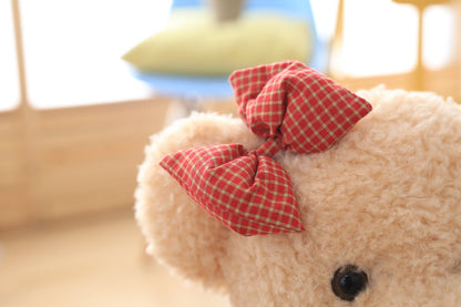 Hot 45cm 2pcs.Set Couple Teddy Bear Plush Toys Kawaii Stuffed Doll With Plaid Clothe Best Birthday Christmas — side view