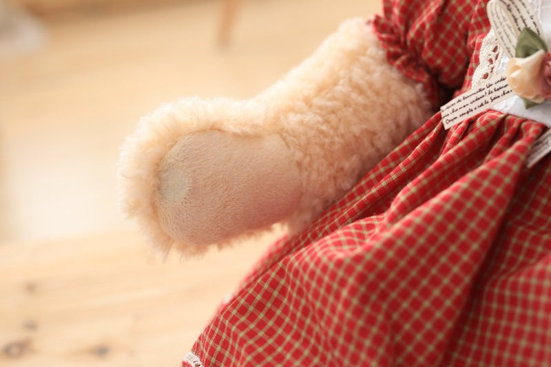 Hot 45cm 2pcs.Set Couple Teddy Bear Plush Toys Kawaii Stuffed Doll With Plaid Clothe Best Birthday Christmas — side view