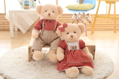 Hot 45cm 2pcs.Set Couple Teddy Bear Plush Toys Kawaii Stuffed Doll With Plaid Clothe Best Birthday — scale reference