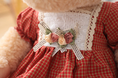 Hot 45cm 2pcs.Set Couple Teddy Bear Plush Toys Kawaii Stuffed Doll With Plaid Clothe Best Birthday Christmas — back view