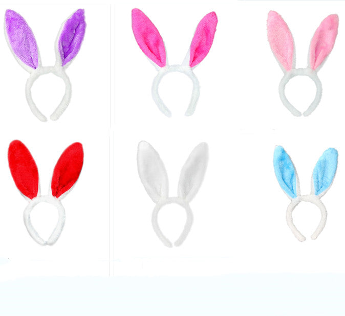 Plush Bunny Ears Headband Headdress — back view