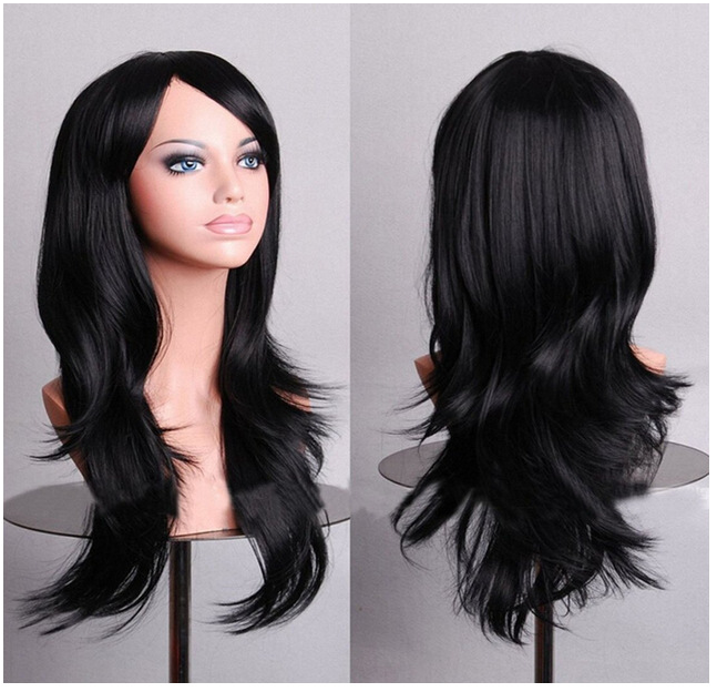 Cos Long Roll Anime Cosplay Color European And American Wig Foreign Trade Multicolor — side view