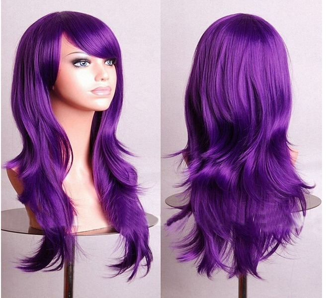 Cos Long Roll Anime Cosplay Color European And American Wig Foreign Trade Multicolor — back view