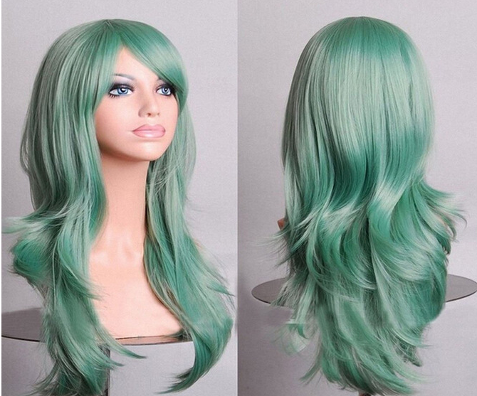 Cos Long Roll Anime Cosplay Color European And American Wig Foreign Trade Multicolor — back view