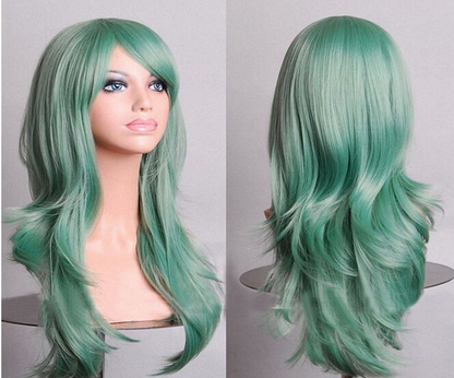 Cos Long Roll Anime Cosplay Color European And American Wig Foreign Trade Multicolor — back view