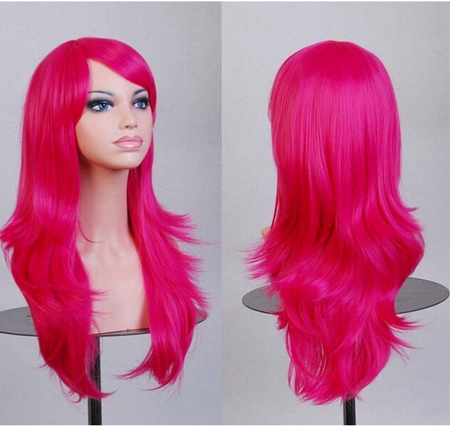 Cos Long Roll Anime Cosplay Color European And American Wig Foreign Trade Multicolor — side view