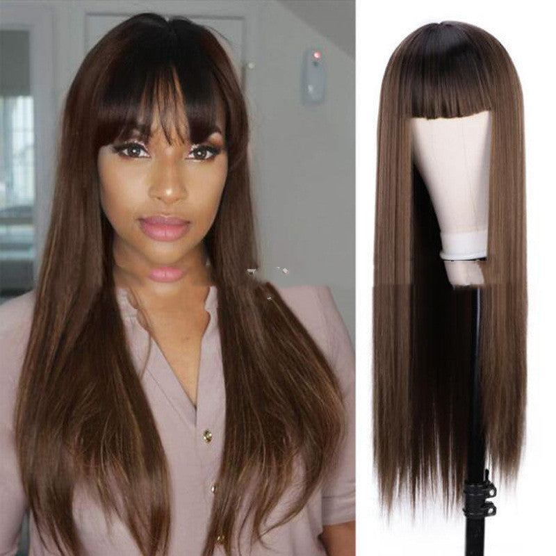 Orange Wig - Women's Long Straight Dyed Synthetic Hair — side view