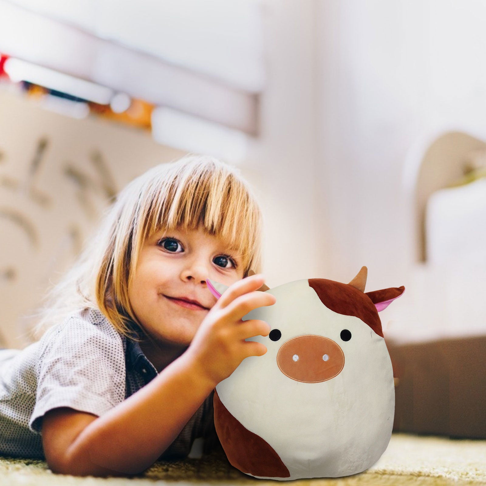 Cute Soft Plush Cow Pillow — scale reference