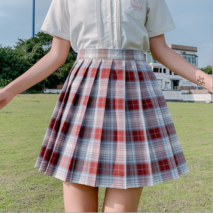 Gentle Knife JK Uniform Plaid Skirt Japanese Skirt High Waist Pleated Skirt Student Uniform School Uniform Skirt — in use