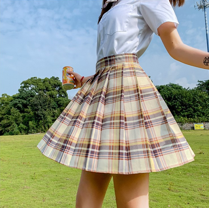 Gentle Knife JK Uniform Plaid Skirt Japanese Skirt High Waist Pleated Skirt Student Uniform School Uniform Skirt — back view