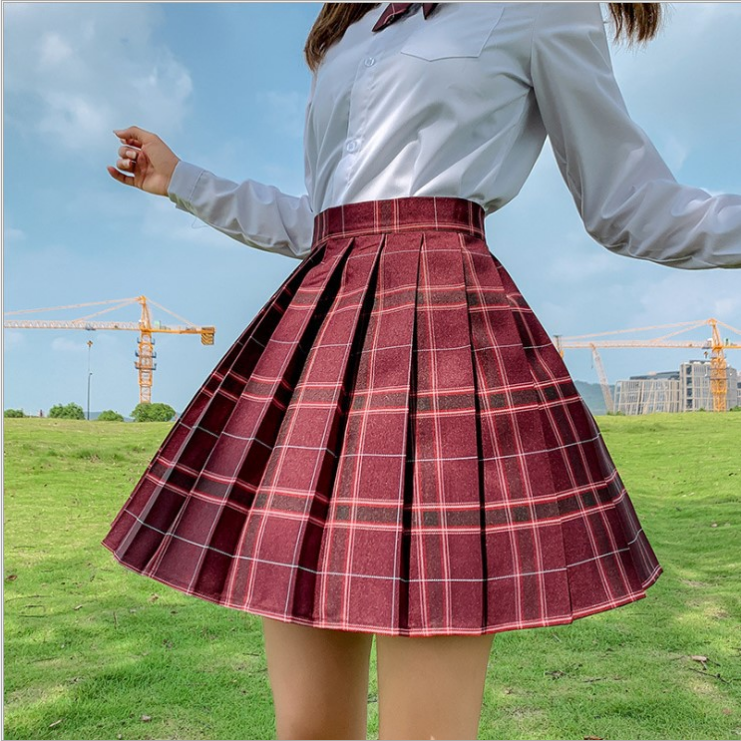 Gentle Knife JK Uniform Plaid Skirt Japanese Skirt High Waist Pleated Skirt Student Uniform School Uniform — scale reference