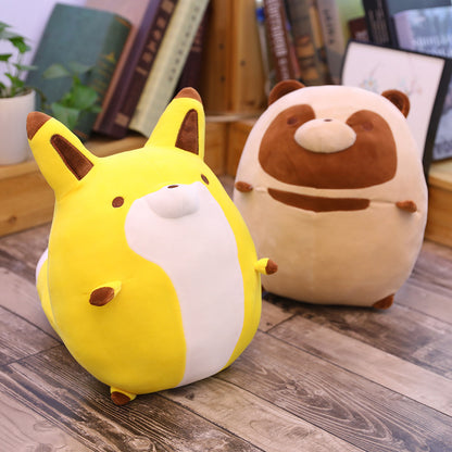 New anime cartoon raccoon and fox plush toys cute pillow peluche baby toy soft padded cushion stuffed animals — side view