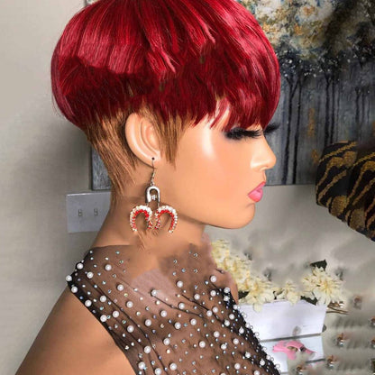 Wig Female Wig Short Straight Hair Short Hair Straight Hair Bob Wig — back view