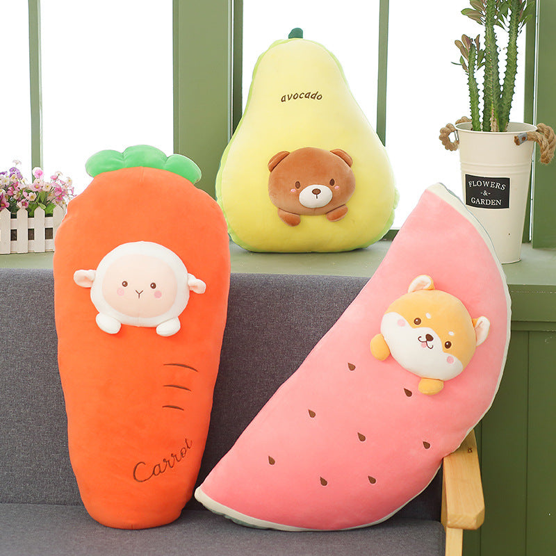 Cute Banana Pillow Carrot Doll Fruit Plush Toy — scale reference