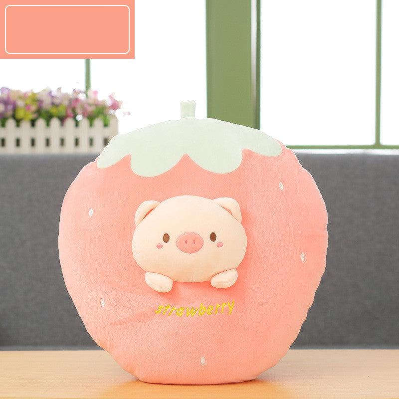 Cute Banana Pillow Carrot Doll Fruit Plush Toy — in use