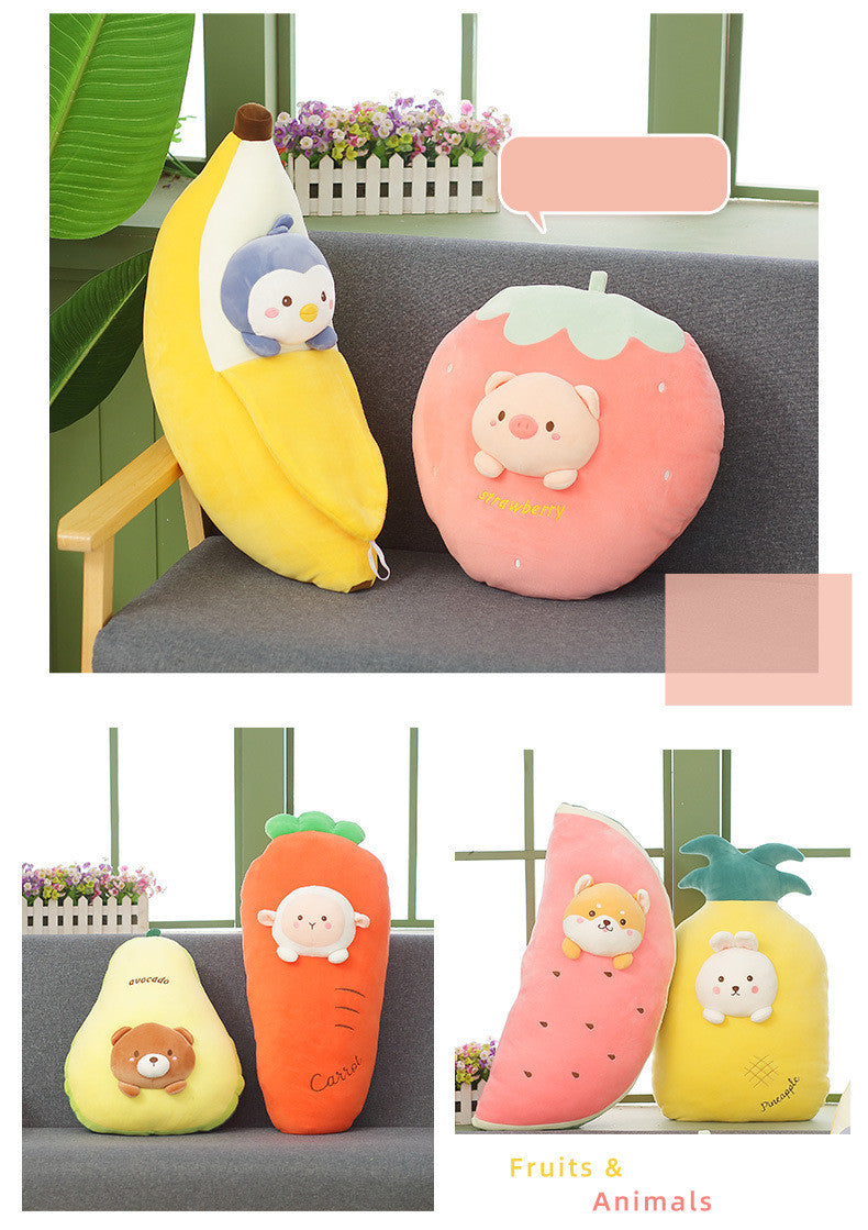 Cute Banana Pillow Carrot Doll Fruit Plush Toy — side view