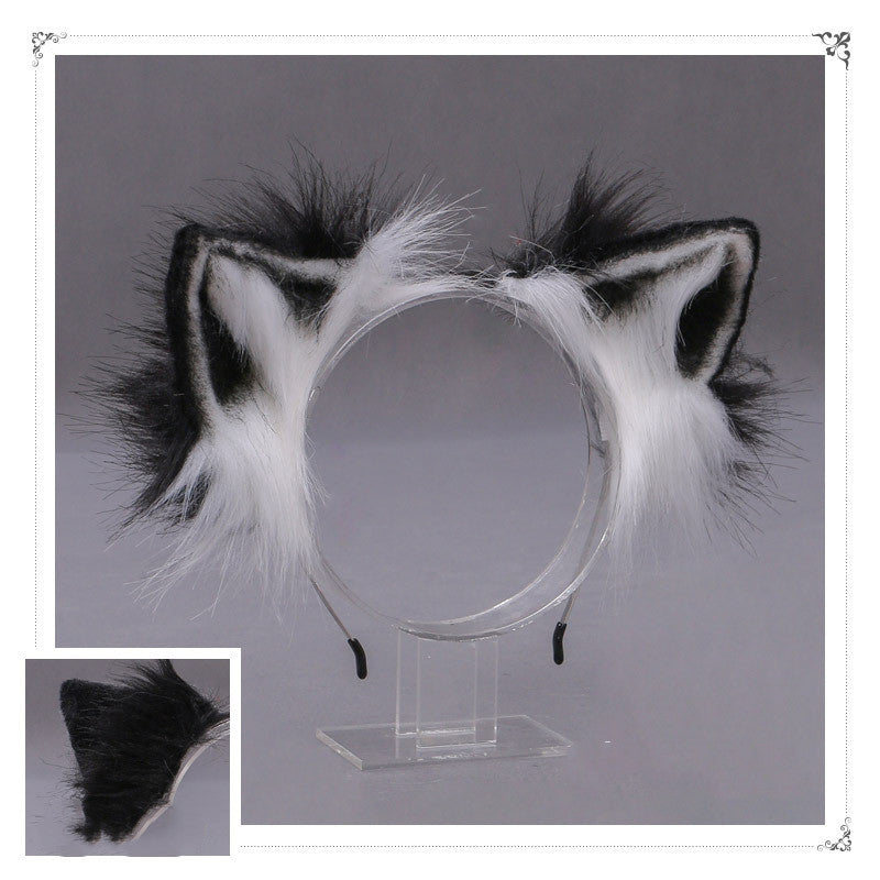 A Drop-In Japanese Lolita Headwear Cat Ears Fox Plush Hairpin Hair Accessories Hand-Made Simulation Beast Ears — back view