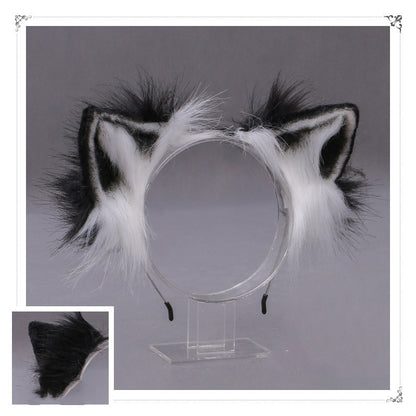 A Drop-In Japanese Lolita Headwear Cat Ears Fox Plush Hairpin Hair Accessories Hand-Made Simulation Beast Ears — back view