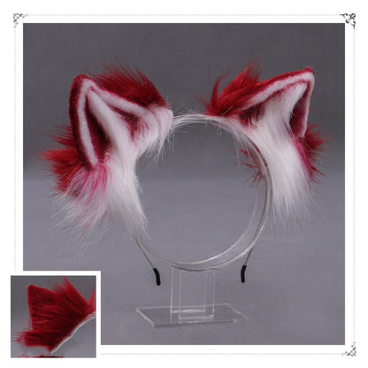 A Drop-In Japanese Lolita Headwear Cat Ears Fox Plush Hairpin Hair Accessories Hand-Made Simulation Beast Ears — detail