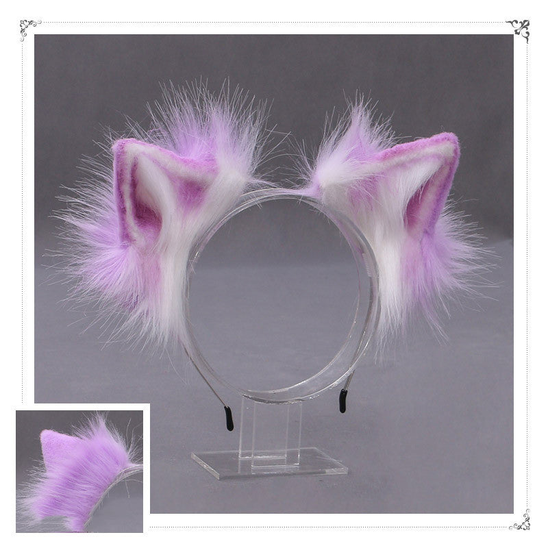 A Drop-In Japanese Lolita Headwear Cat Ears Fox Plush Hairpin Hair Accessories Hand-Made Simulation Beast — scale reference