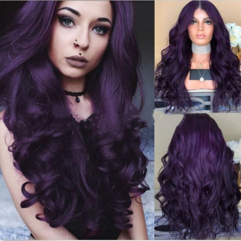 Purple Big Wave Wig - Medium-Long Curly Cosplay Hair
