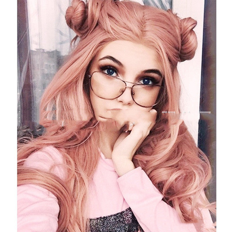 Purple Big Wave Wig - Medium-Long Curly Cosplay Hair — side view