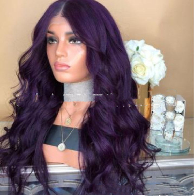 Purple Big Wave Wig - Medium-Long Curly Cosplay Hair — detail