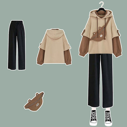 Harajuku Aesthetic Bear Anime Hoodie Women Korean Kawaii Crewneck Long Sleeve Oversized Streetwear Kpop Fall — back view