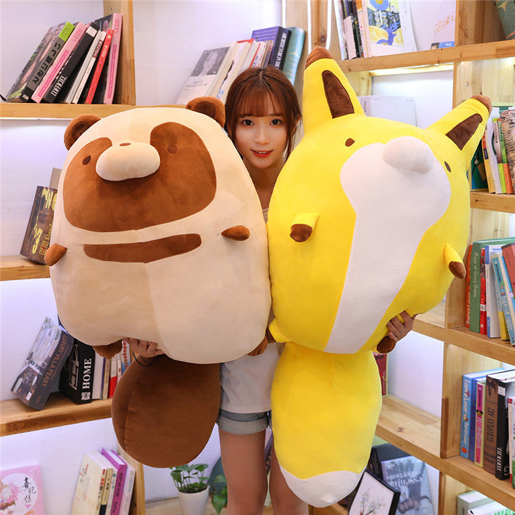 New Anime Cartoon Raccoon And Fox Plush Toys Zabawki Cute Pillow Peluche Baby Toy Soft Padded Cushion Stuffed Animals Home