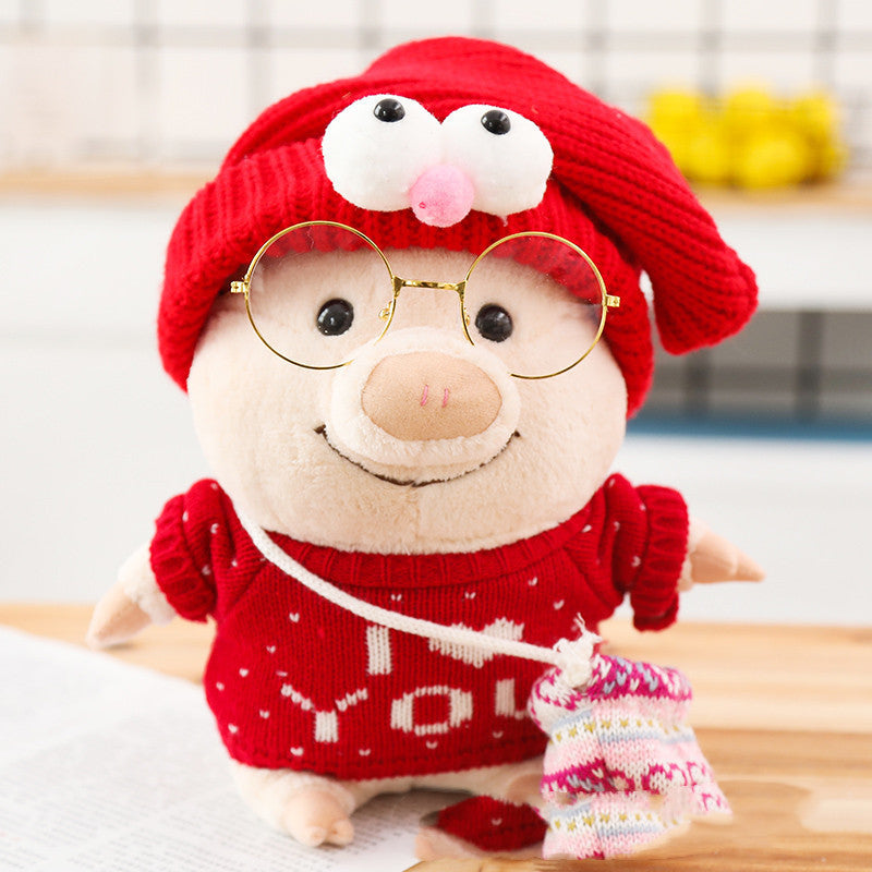 Cartoon Cute Pig With Clothes Plush Toys Stuffed Kawaii Animal Dressed Piggy Doll — in use