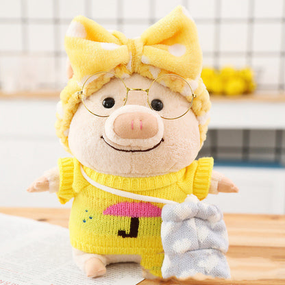 Cartoon Cute Pig With Clothes Plush Toys Stuffed Kawaii Animal Dressed Piggy Doll — back view