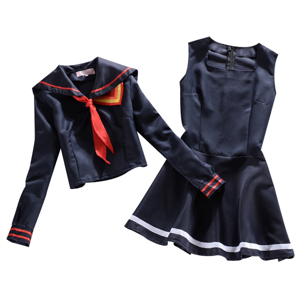 Kill la Kill Ryuko Matoi Cosplay Duo — Sailor School Uniform + Cosplay Wig with Hairnet