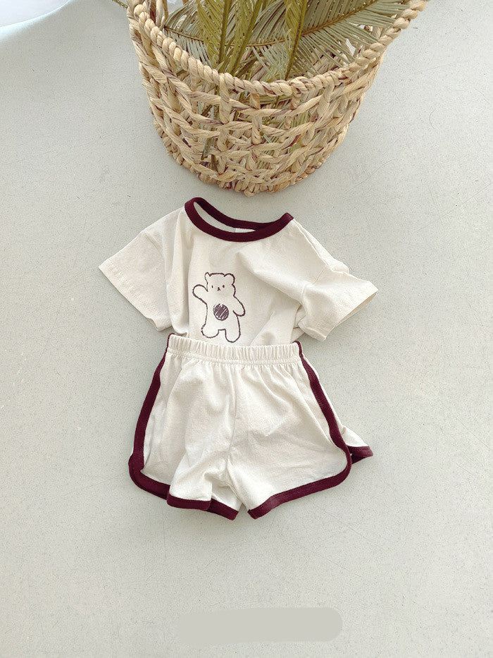 Baby Bear Cotton Suit Two-piece Cartoon Comfort For Babies And Toddlers — side view