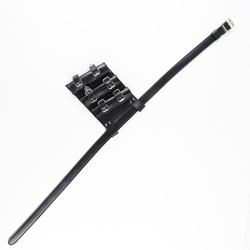 Cosplay Anime Swords PU Leather Sword Strap Back Bag Belt Belt knife Hanging Fixture — back view