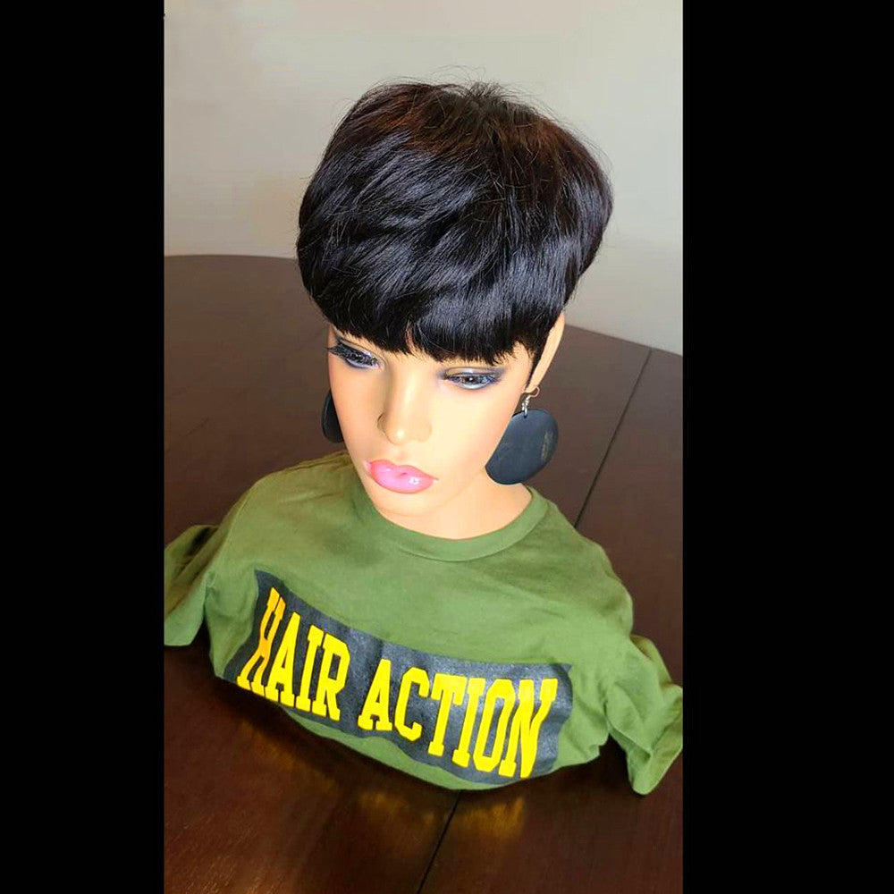 Wigs Female European And American Wig Short Hair Wig Short Straight Hair Bob Hair Wig — side view