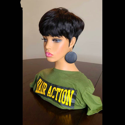 Wigs Female European And American Wig Short Hair Wig Short Straight Hair Bob Hair Wig — back view