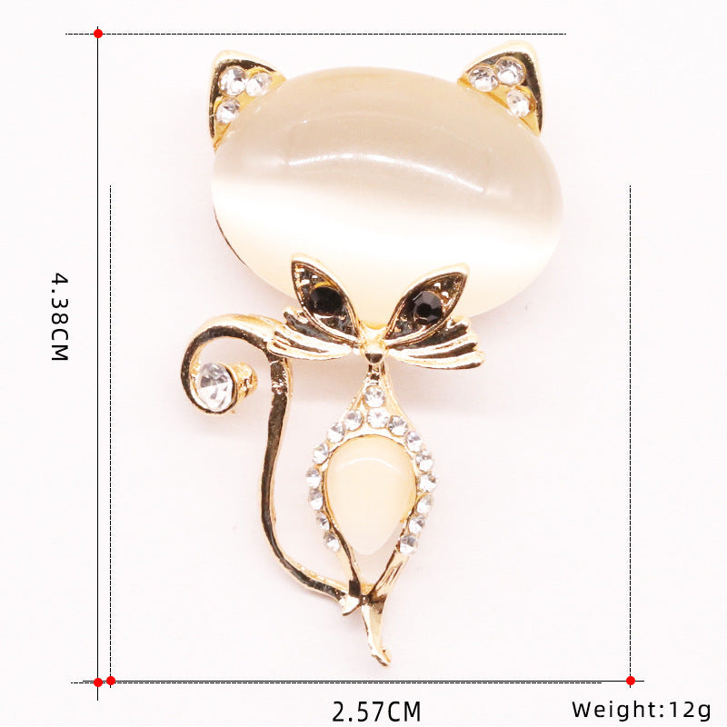 Cat Brooch Rhinestone Corsage Prom Party | Magic Stories