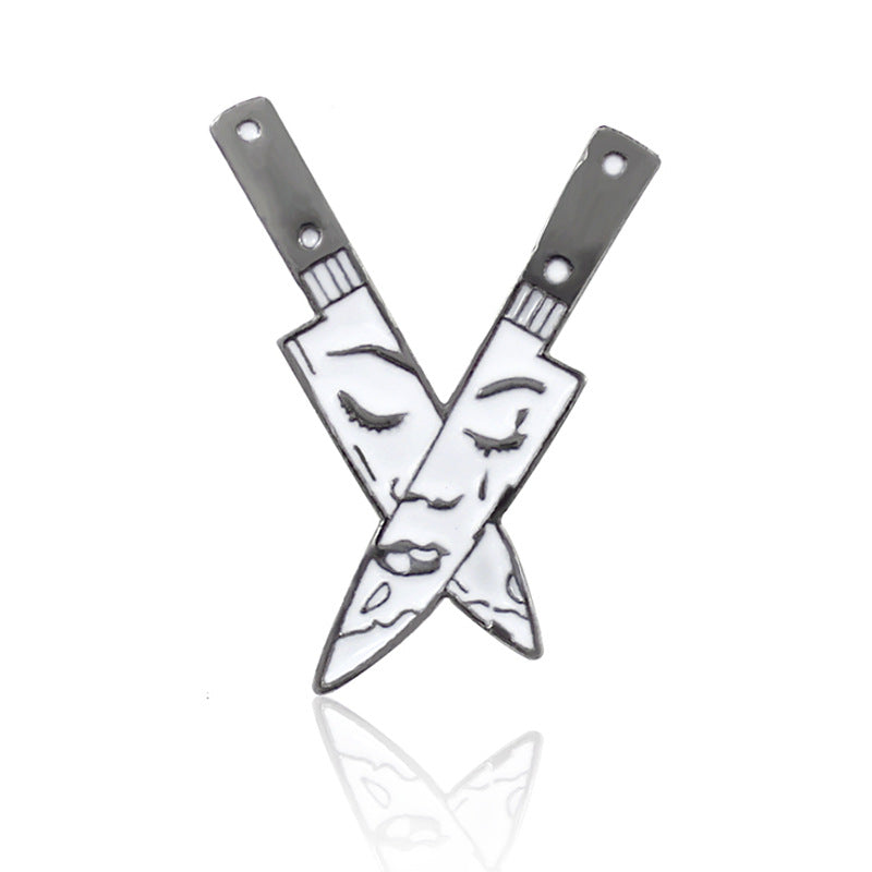 Fashion Trend Badges Big Cartoon Rabbit Panda White Ghost Face Dagger Creative Brooch — side view